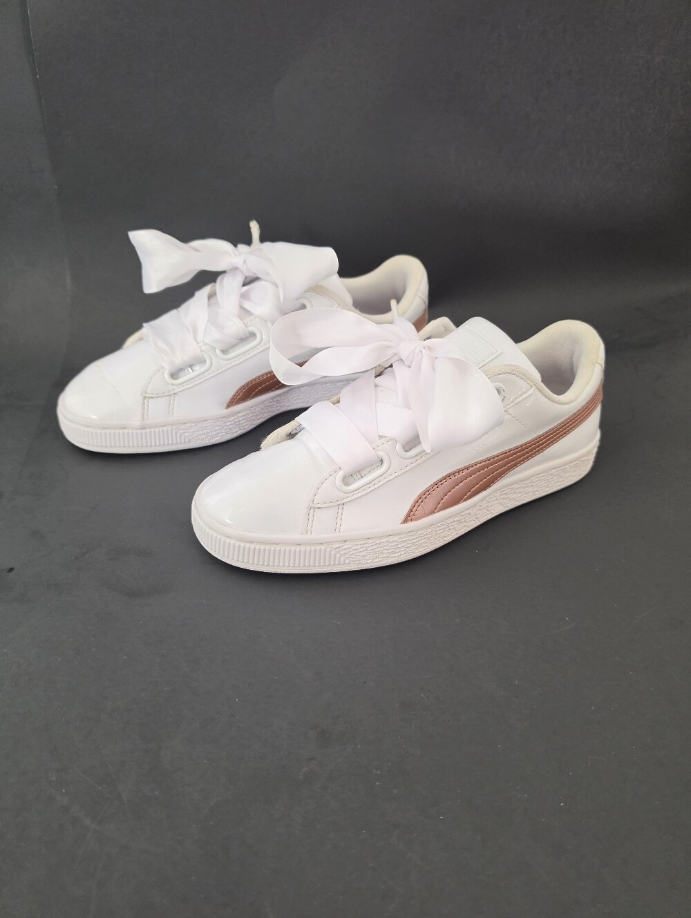 Puma Womens White Sneakers with Rose Gold Formstrip